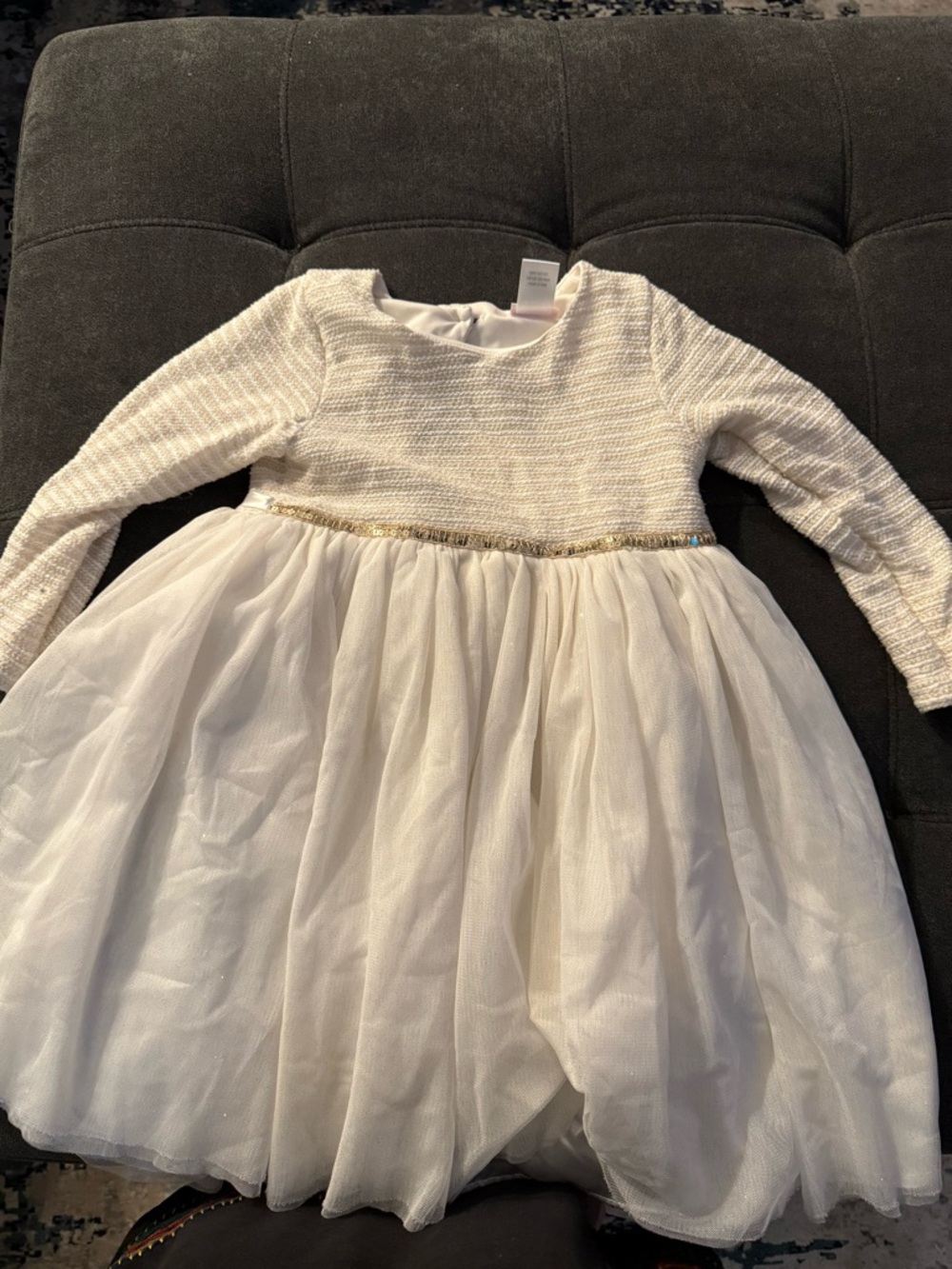 Youngland Cream and Gold Tulle Party Dress